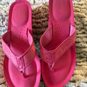 Coach Fuchsia Pink Logo Thong Sandals